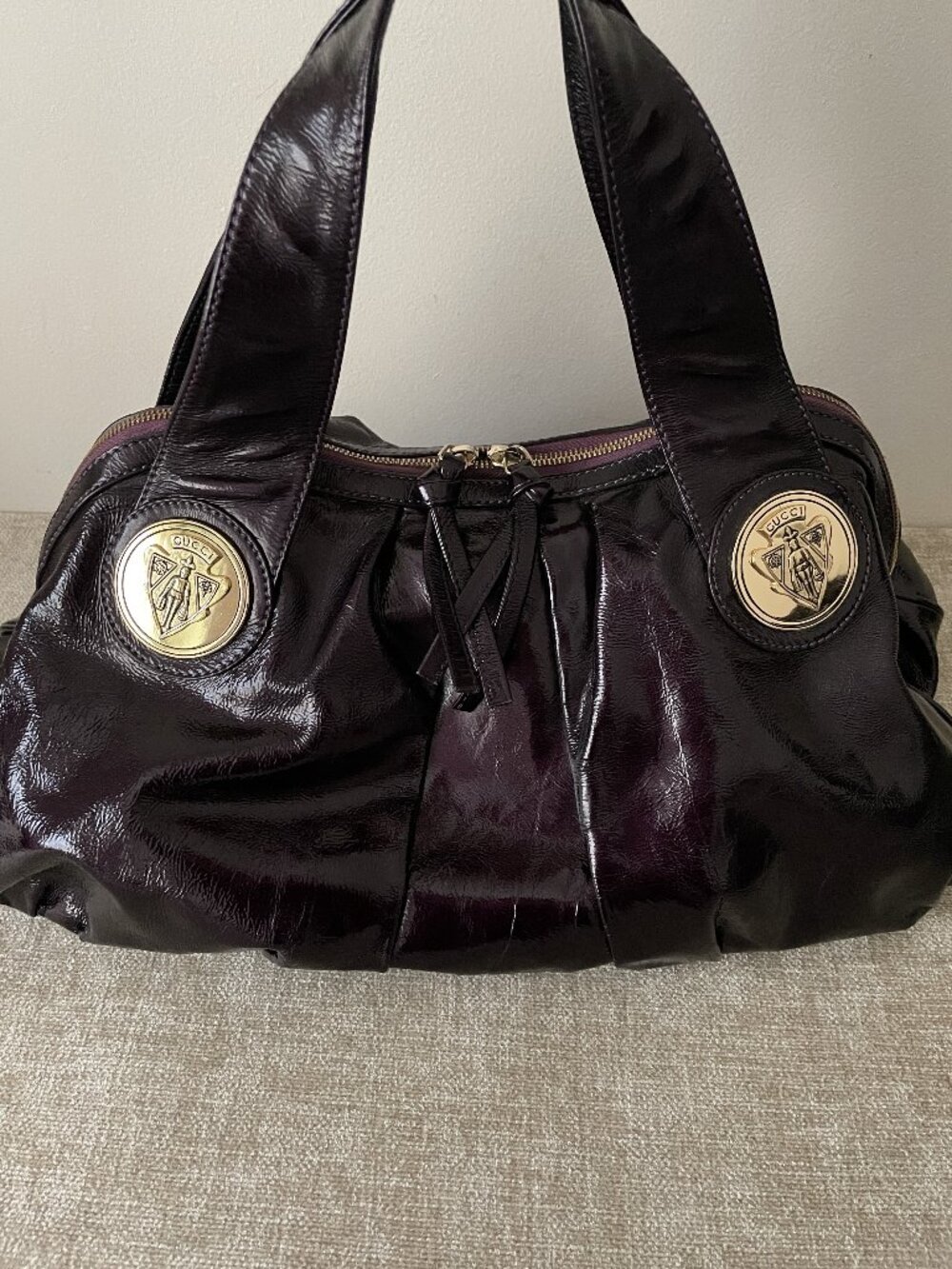 GUCCI Patent Leather Shoulder Bag Large Tote